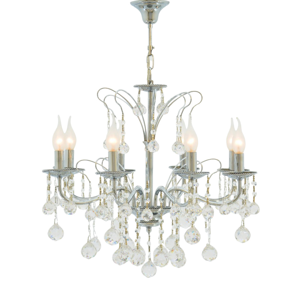 Flow Chandelier, 8 Lights, Metal, 60×75cm - Chrome