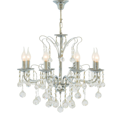 Flow Chandelier, 8 Lights, Metal, 60×75cm - Chrome