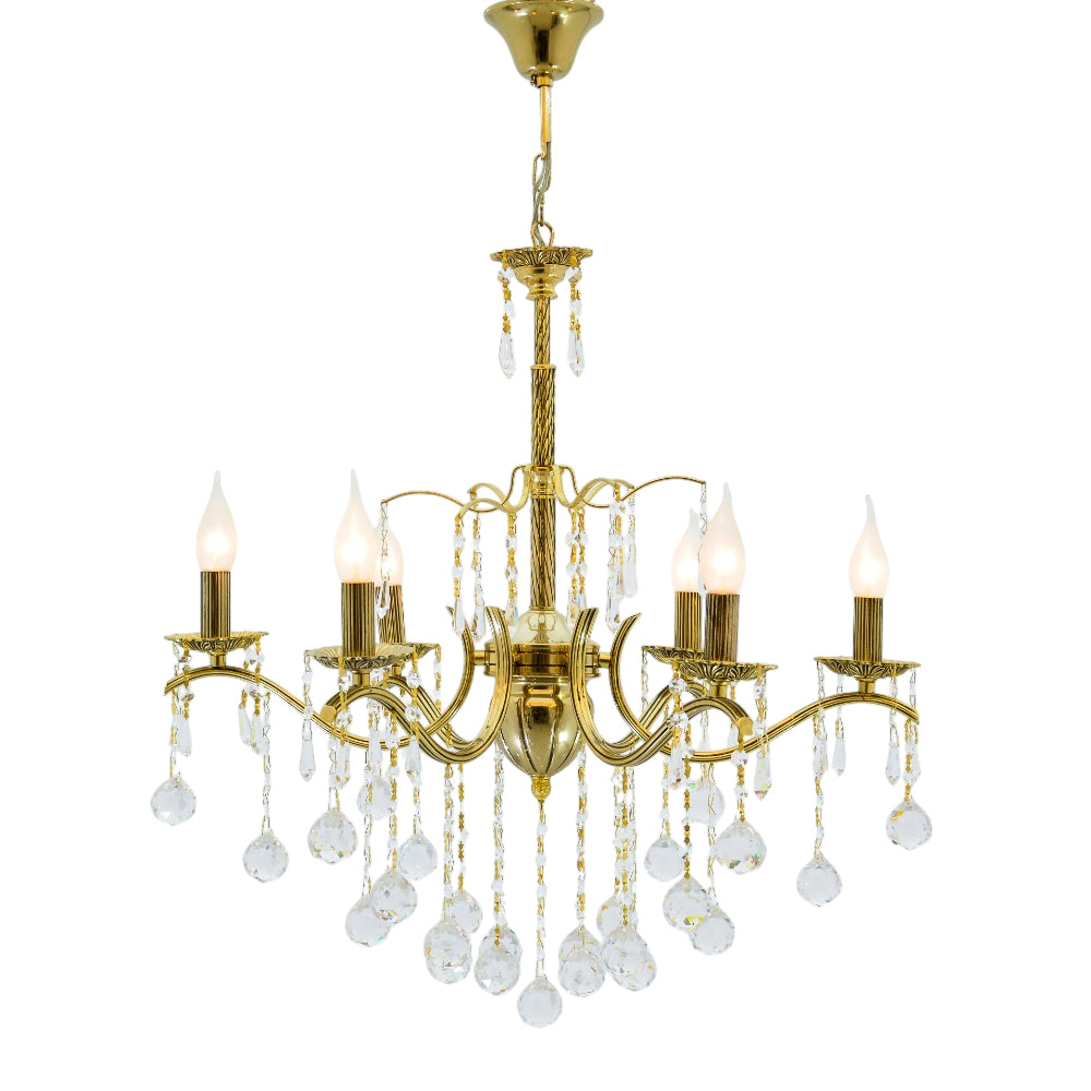 Flora 6 bulbs solitaire gold chandelier