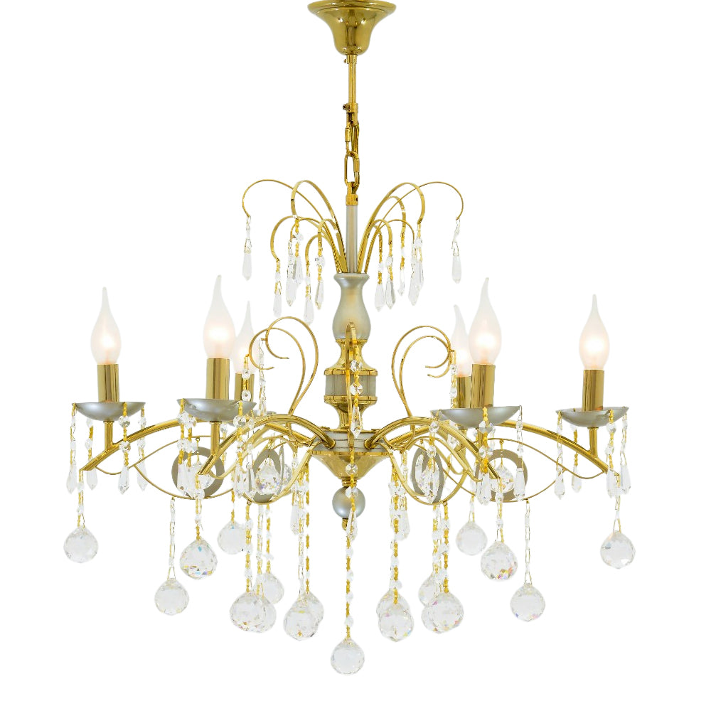 نجفة فولت، 6 مصابيح، معدنية، 66×80 سم - ذهبي