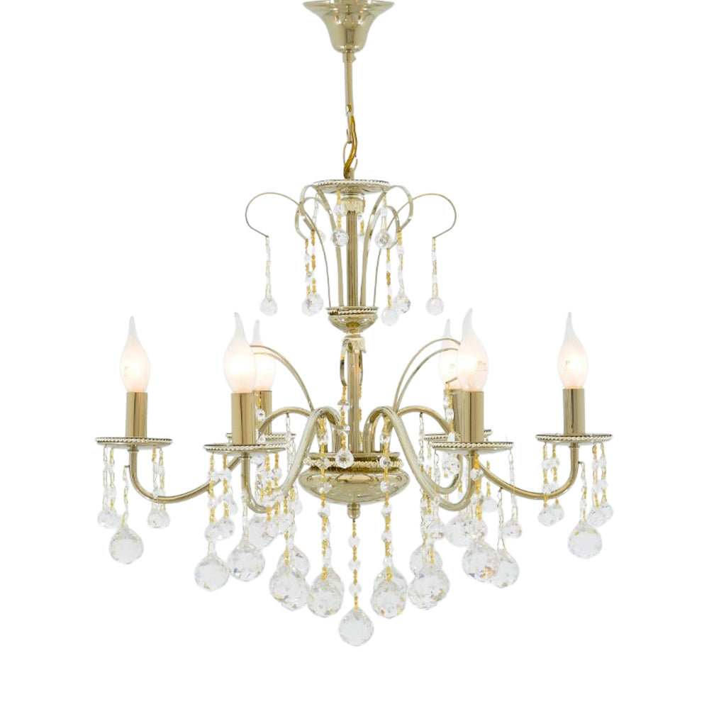 نجفة فيرا، 6 مصابيح، معدنية، 60×75 سم - لون ذهبي سوليتير