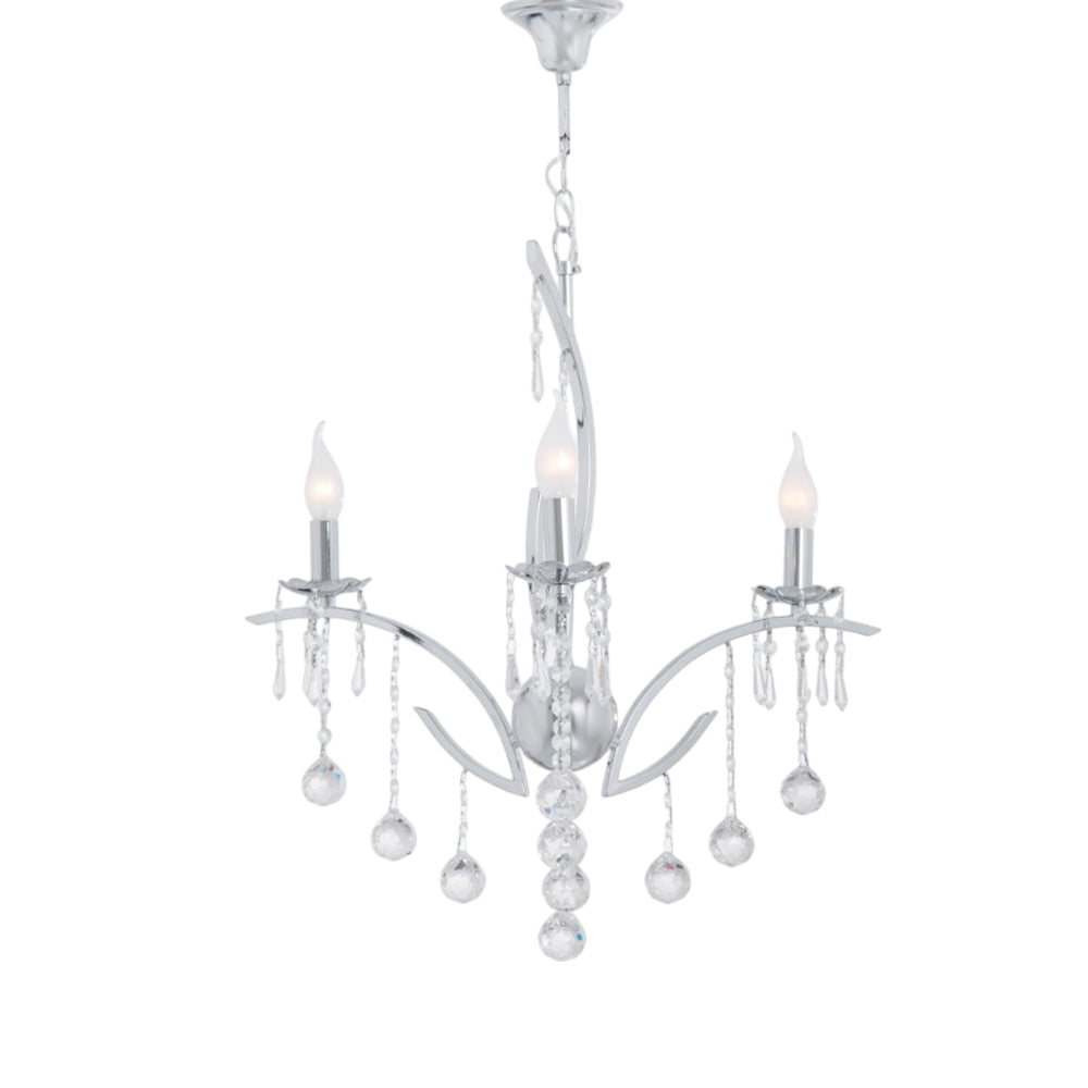 Violet Chandelier, 3 Lights, Metal, 60×80cm - Chrome