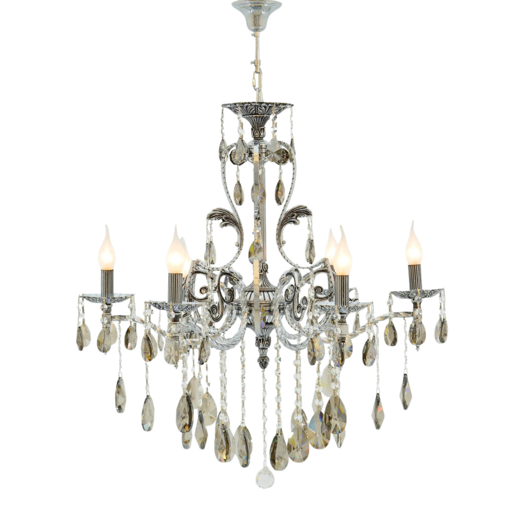 Guitar Chandelier, 6 Lights, Metal, 60×80cm - Chrome