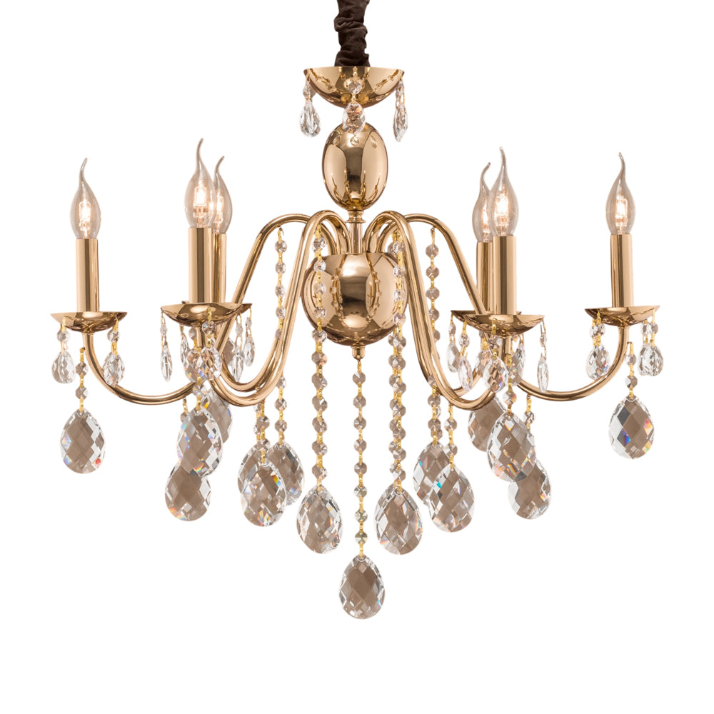 نجفة كاتاليا، 6 لمبة، معدن، 70×64 سم سوليتير ذهبي من قنديل مصر - Catalia Chandelier, 6 Lights, Metal, 70×64cm – Solitaire Gold|Kandil Egypt