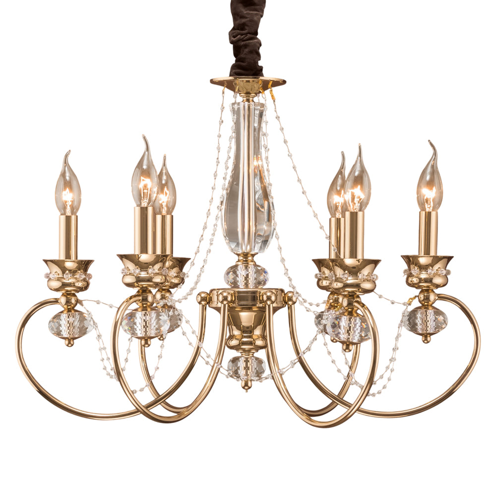 Cup 6-light Solitaire gold chandelier