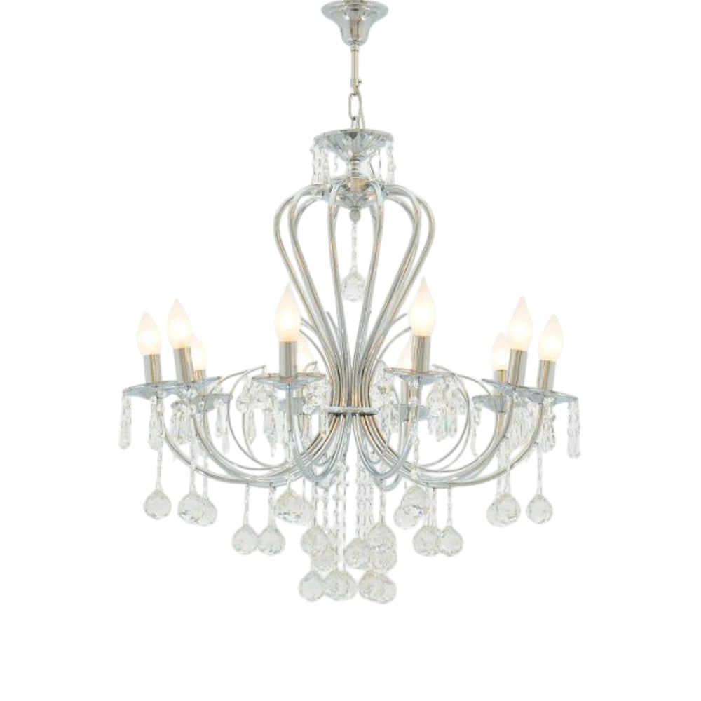 Kora10 Chandelier, 10 Lights, Metal, 65×80cm - Chrome