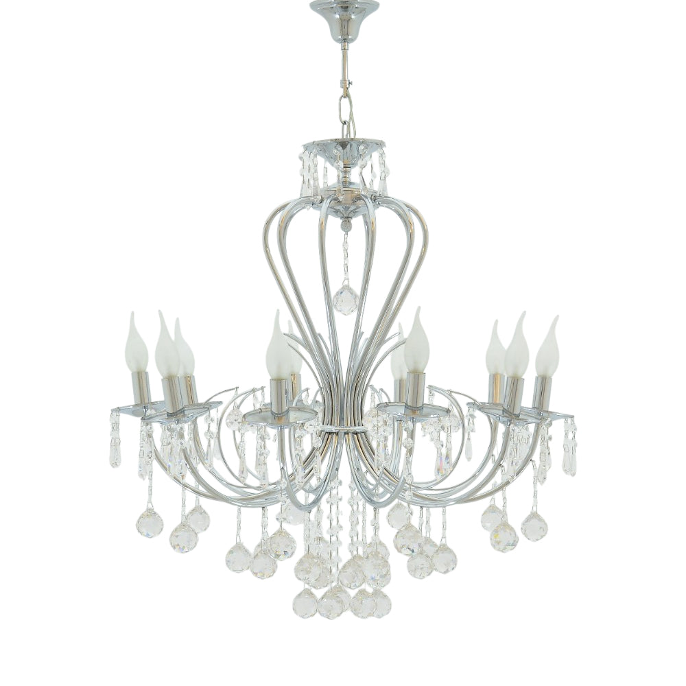 Kora10 Chandelier, 10 Lights, Metal, 65×80cm - Chrome