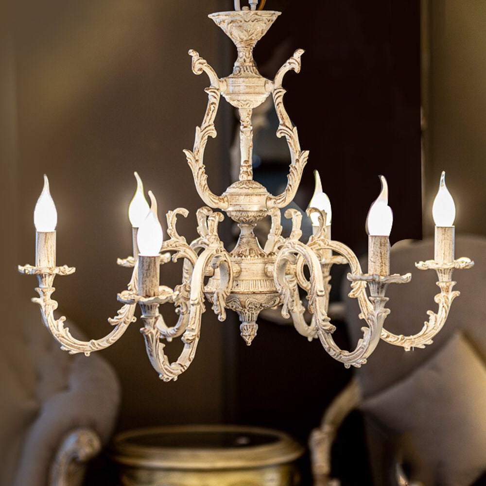 Lamira Chandelier, 6 Lights, Aluminum, 90×72cm – Whitey