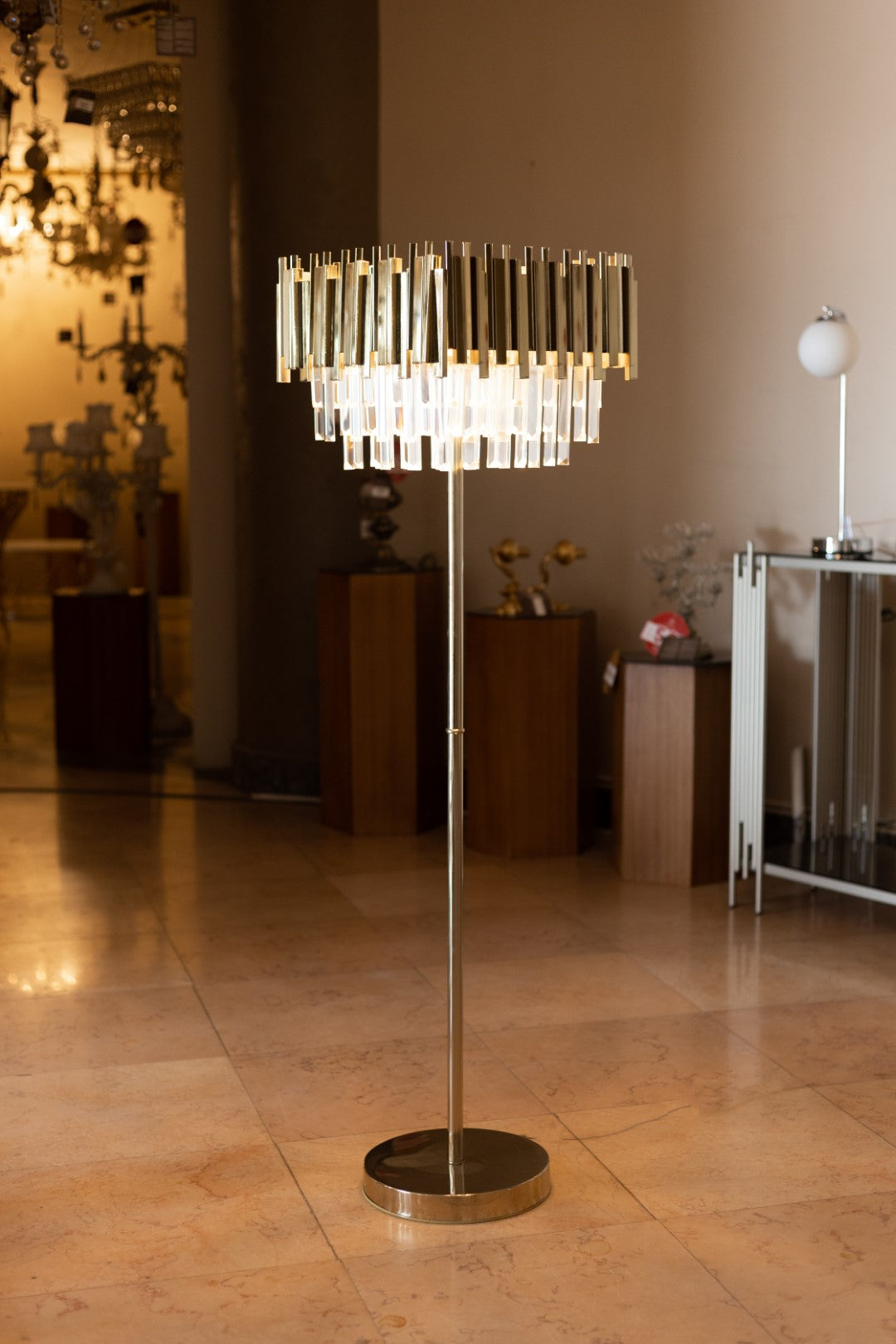 Square floor lamp 40 cm code 2020 with crystals solitaire gold