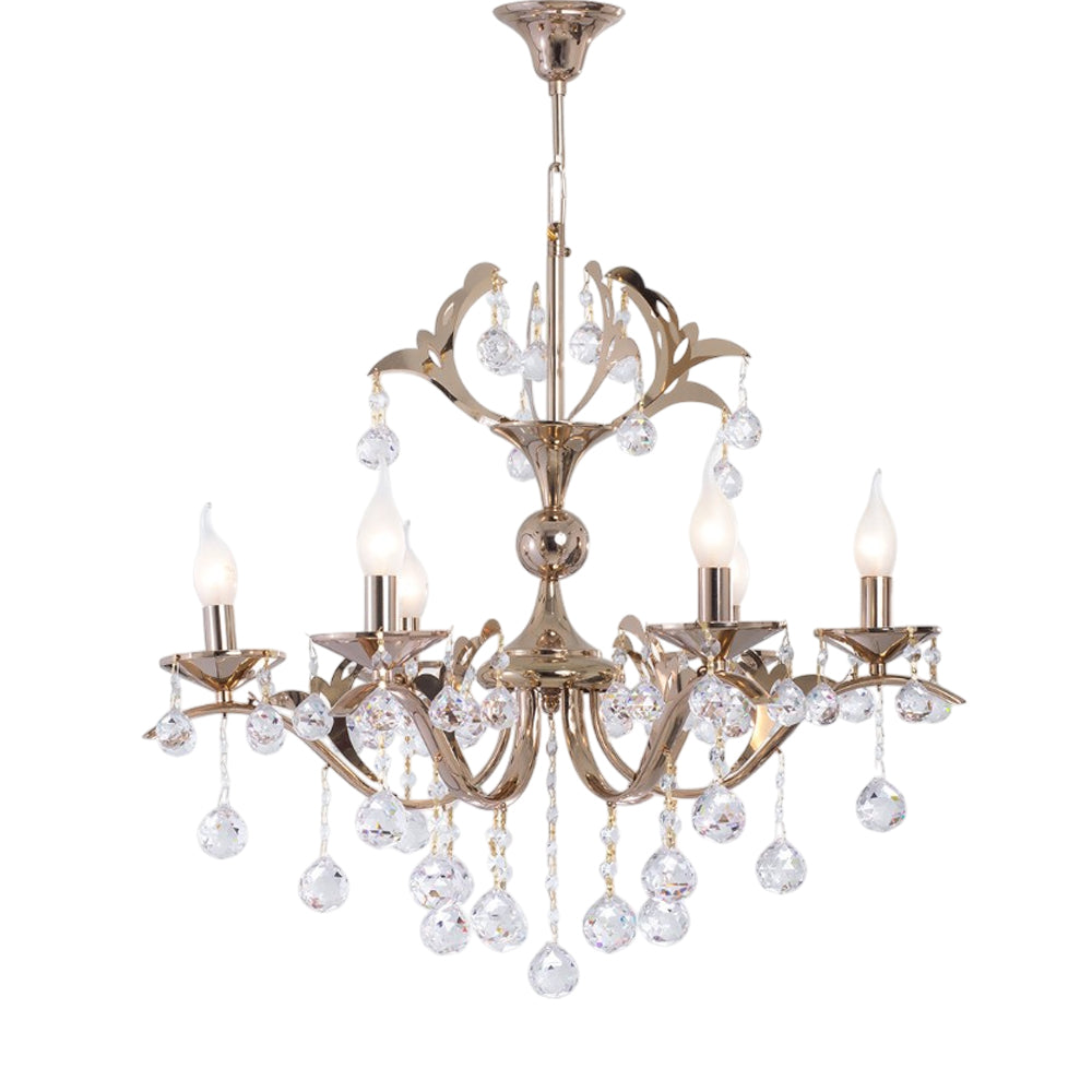 نجفة لوسترا، 6 مصابيح، معدنية، 67×50 سم - سوليتير جولد