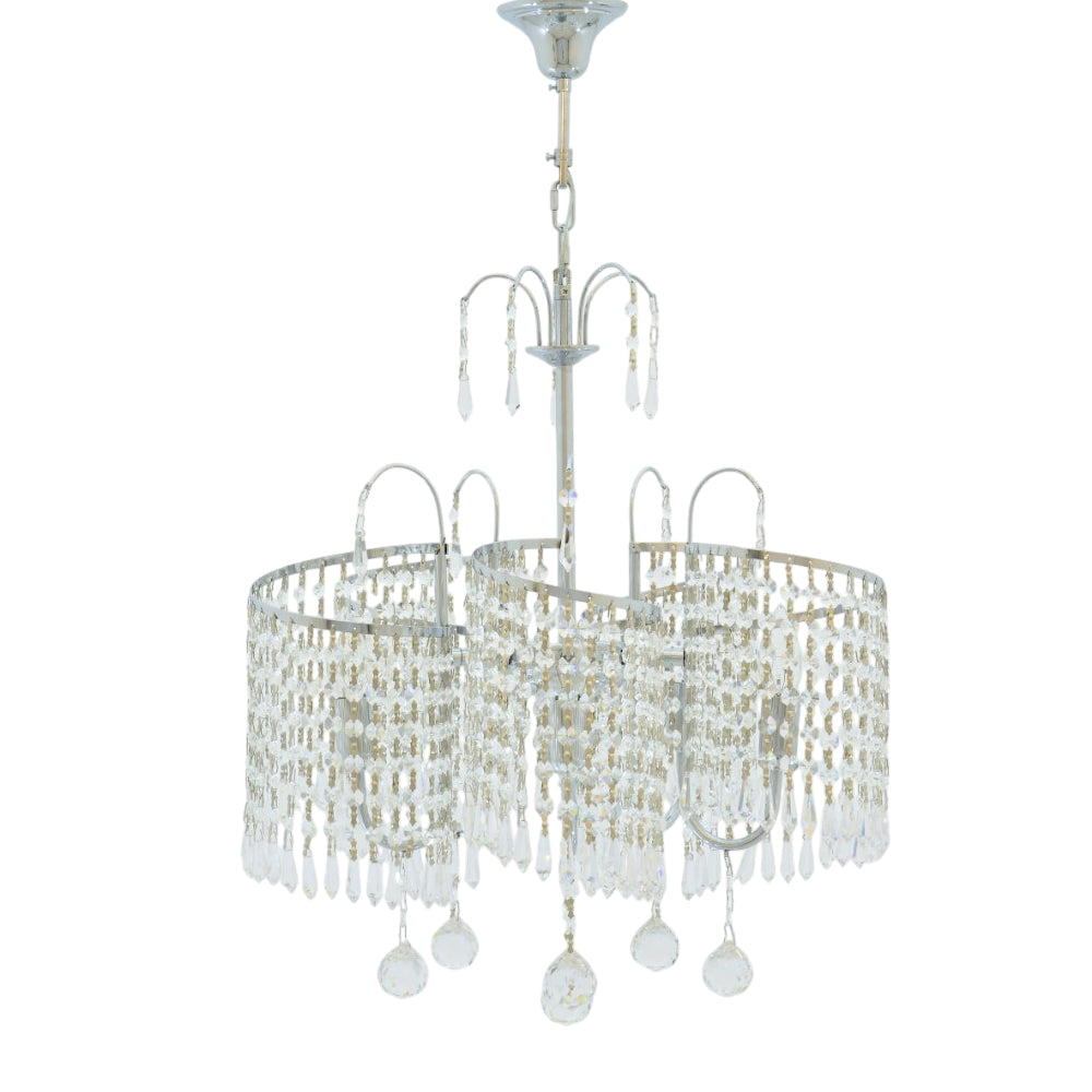 Lolly Chandelier, 5 Lights, Metal, 55×80cm - Chrome