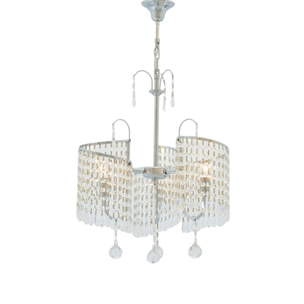 نجفة لولي، 3 مصابيح، معدنية، 55×80 سم - كروم