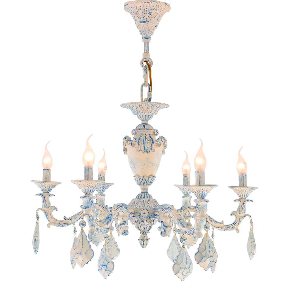 نجفة مارسيليا بستة لمبة بيضاء * زرقاء