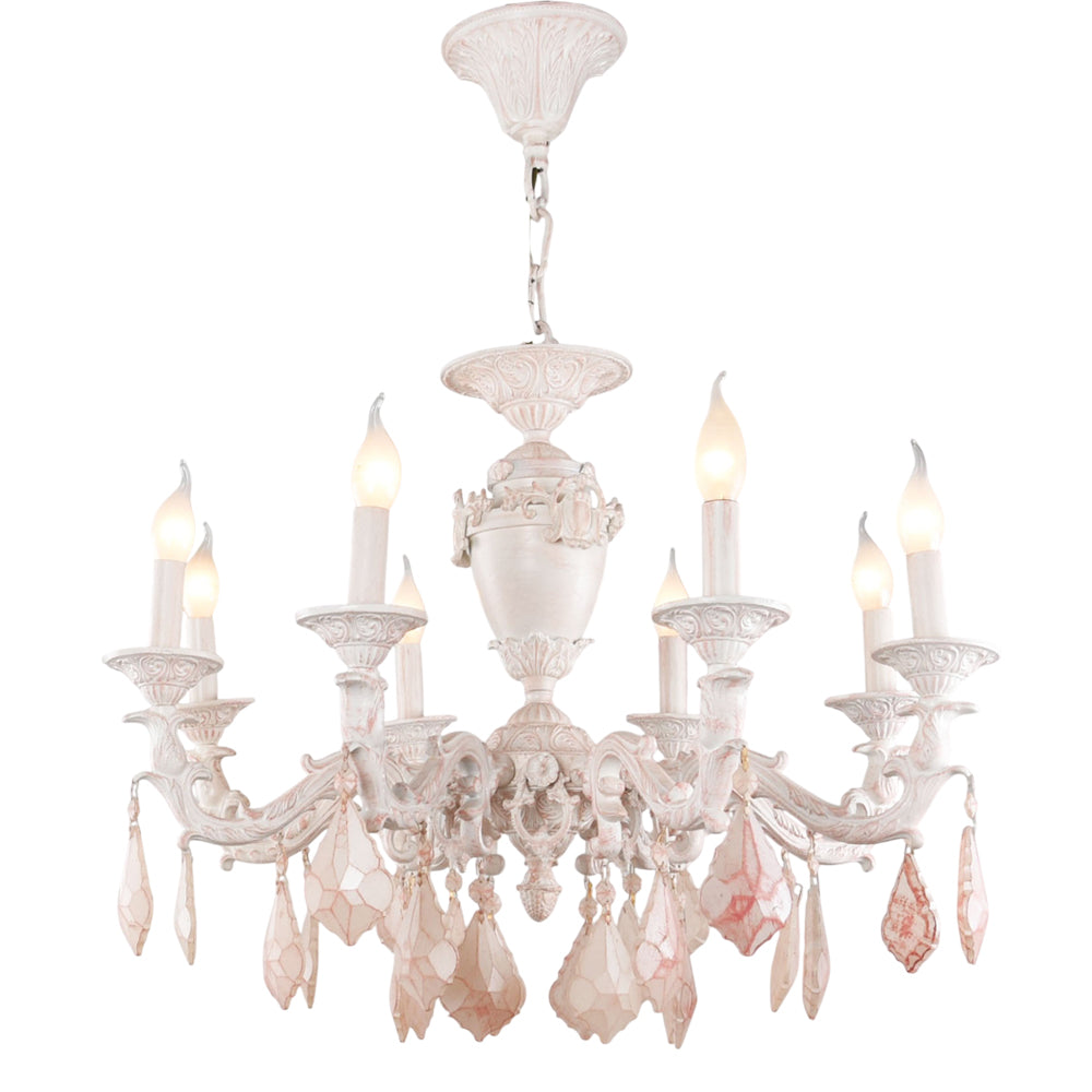 نجفة مارسيليا ذات 8 أضواء بيضاء ووردية