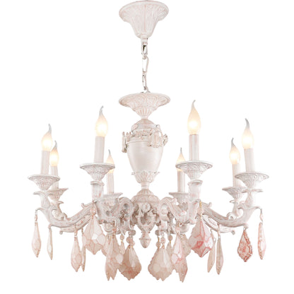 نجفة مارسيليا ذات 8 أضواء بيضاء ووردية