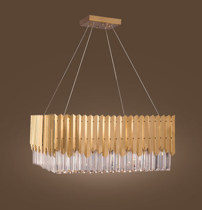Square Chandelier, 8 Lights, Stainless Steel, 60×70cm - Solitaire Gold