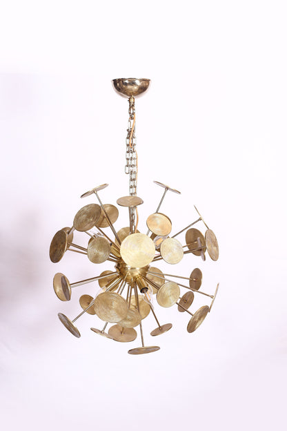 نجفة فنورد، 9 لمبات، نحاس، 60×100 سم سوليتير ذهبي من قنديل مصر - Fnord Chandelier, 9 Lights, Copper, 60×100cm Solitaire Gold|Kandil Egypt