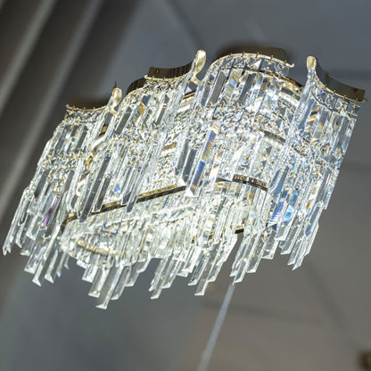 Chandelier 100 cm x 40 cm (LED) oval (plain section) code 5734 with solitaire gold crystal