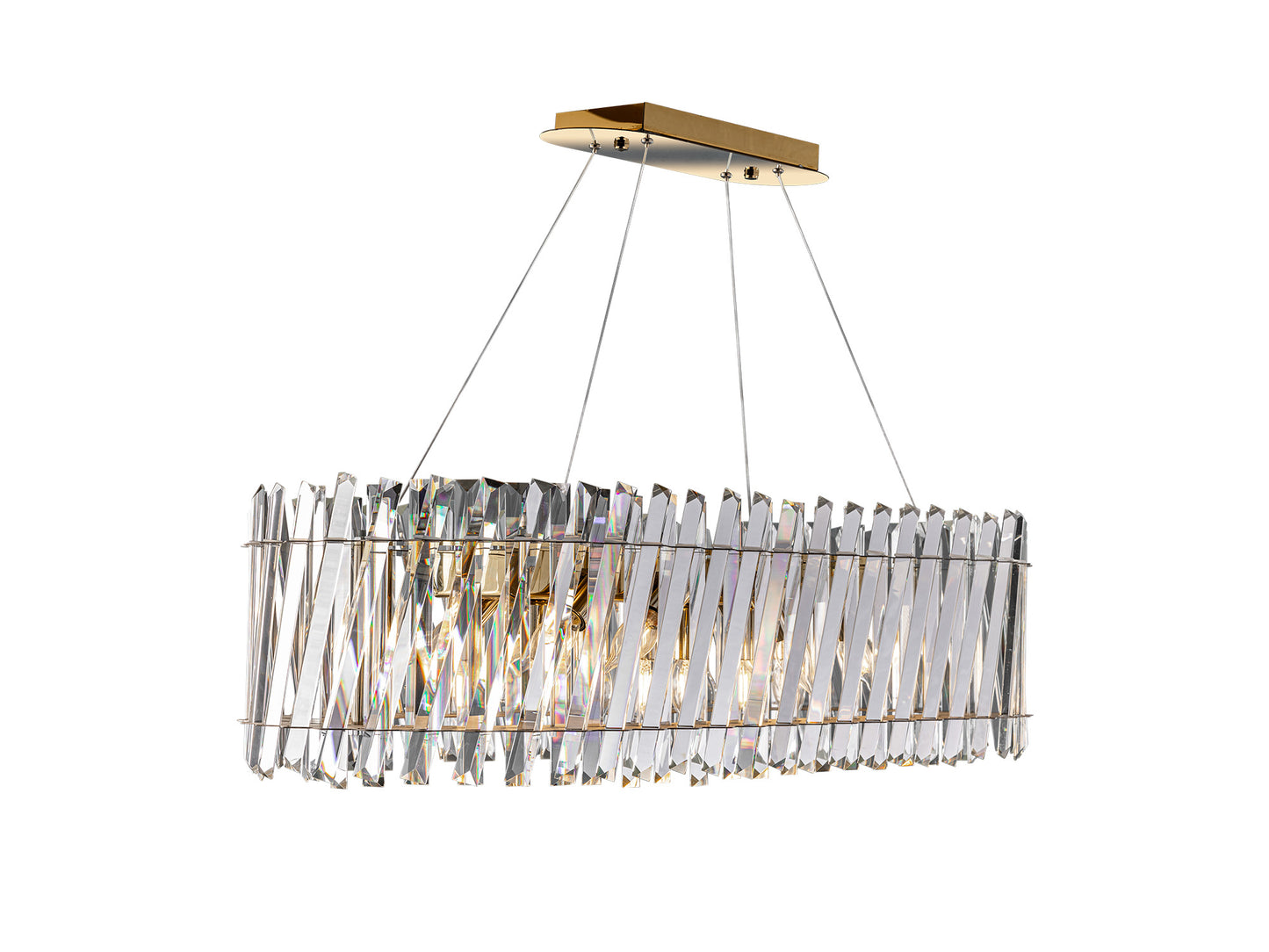 Oval Chandelier, 14 Lights, Stainless Steel, 40×85cm - Solitaire Gold