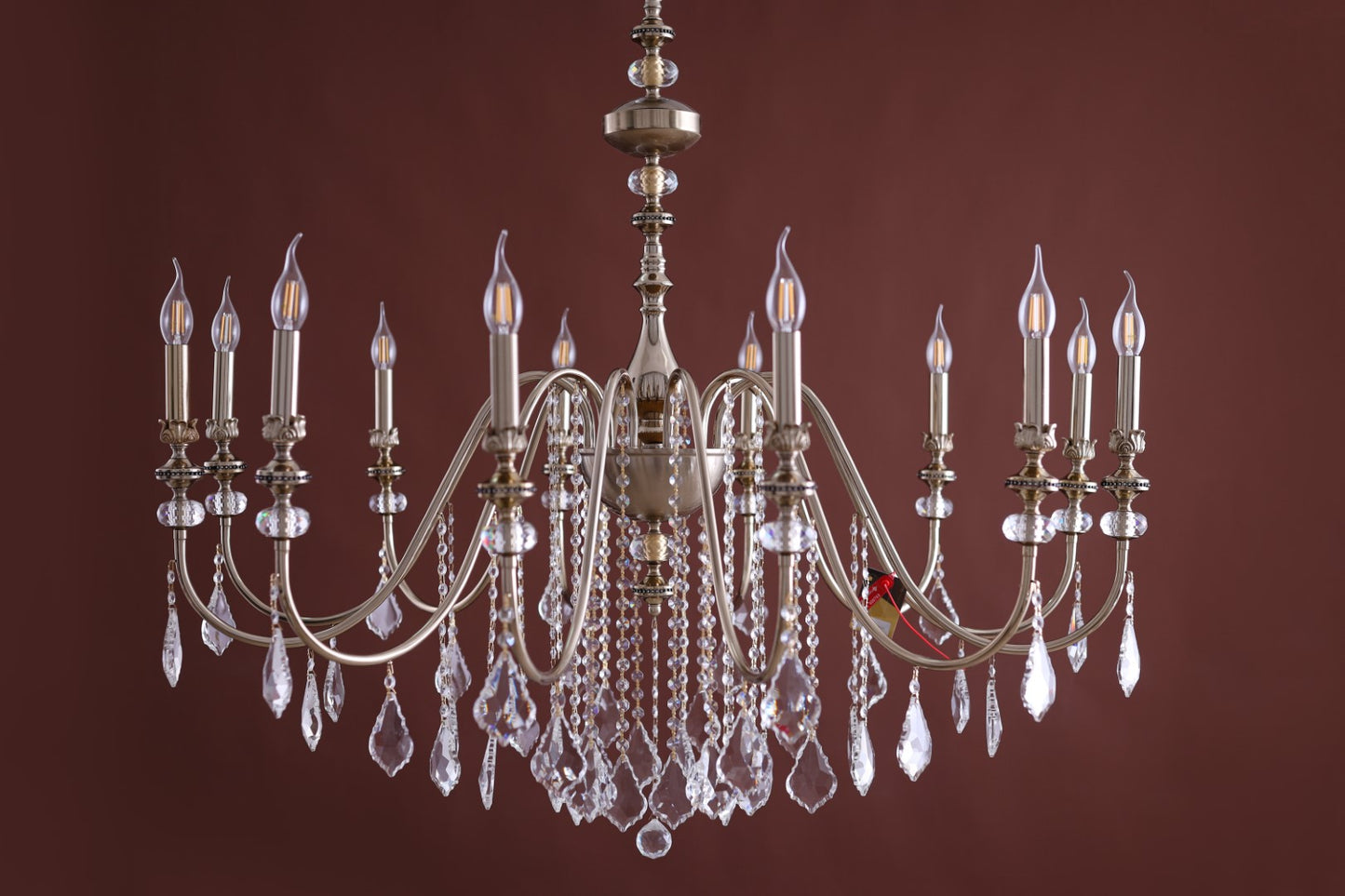 Italian Chandelier, 12 Lights, Metal, 110×120cm - Solitaire Gold