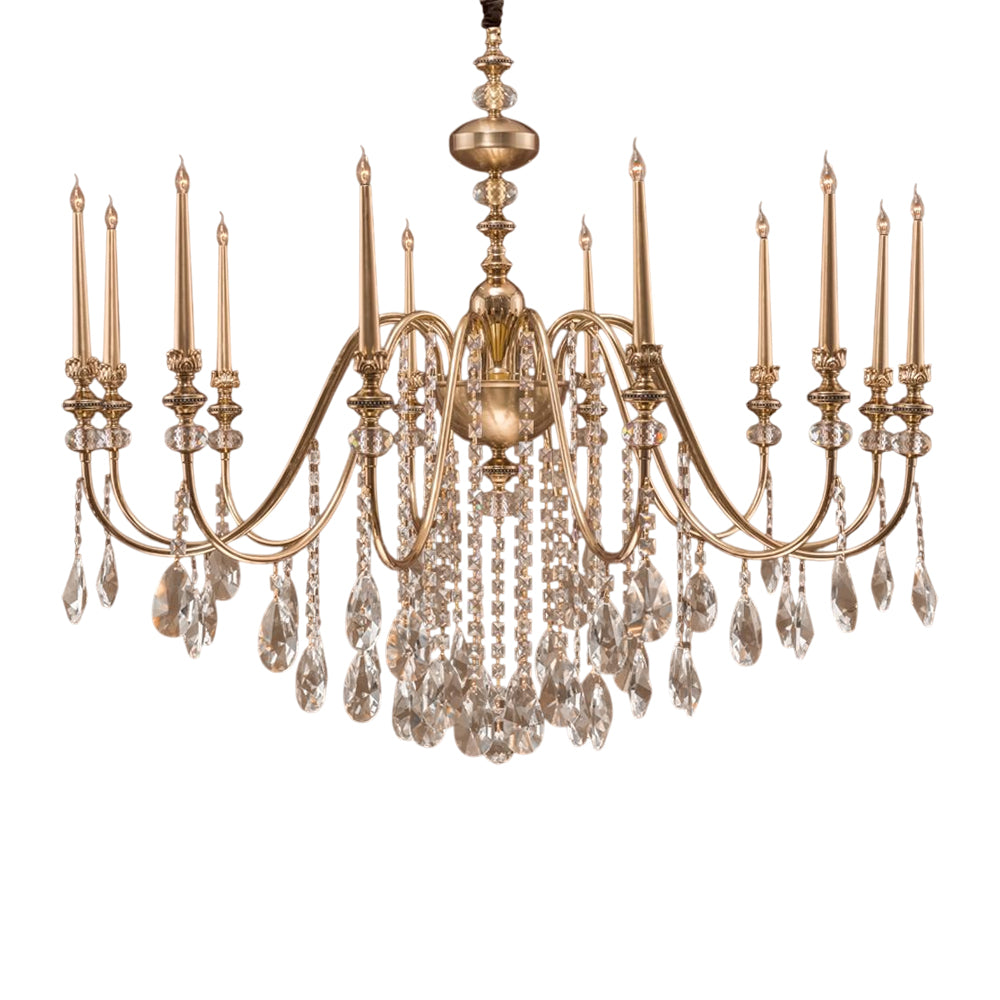 نجفة إيطالية، 12 مصباحًا، معدنية، 90×95 سم - سوليتير ذهبي