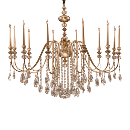 نجفة إيطالية، 12 مصباحًا، معدنية، 90×95 سم - سوليتير ذهبي