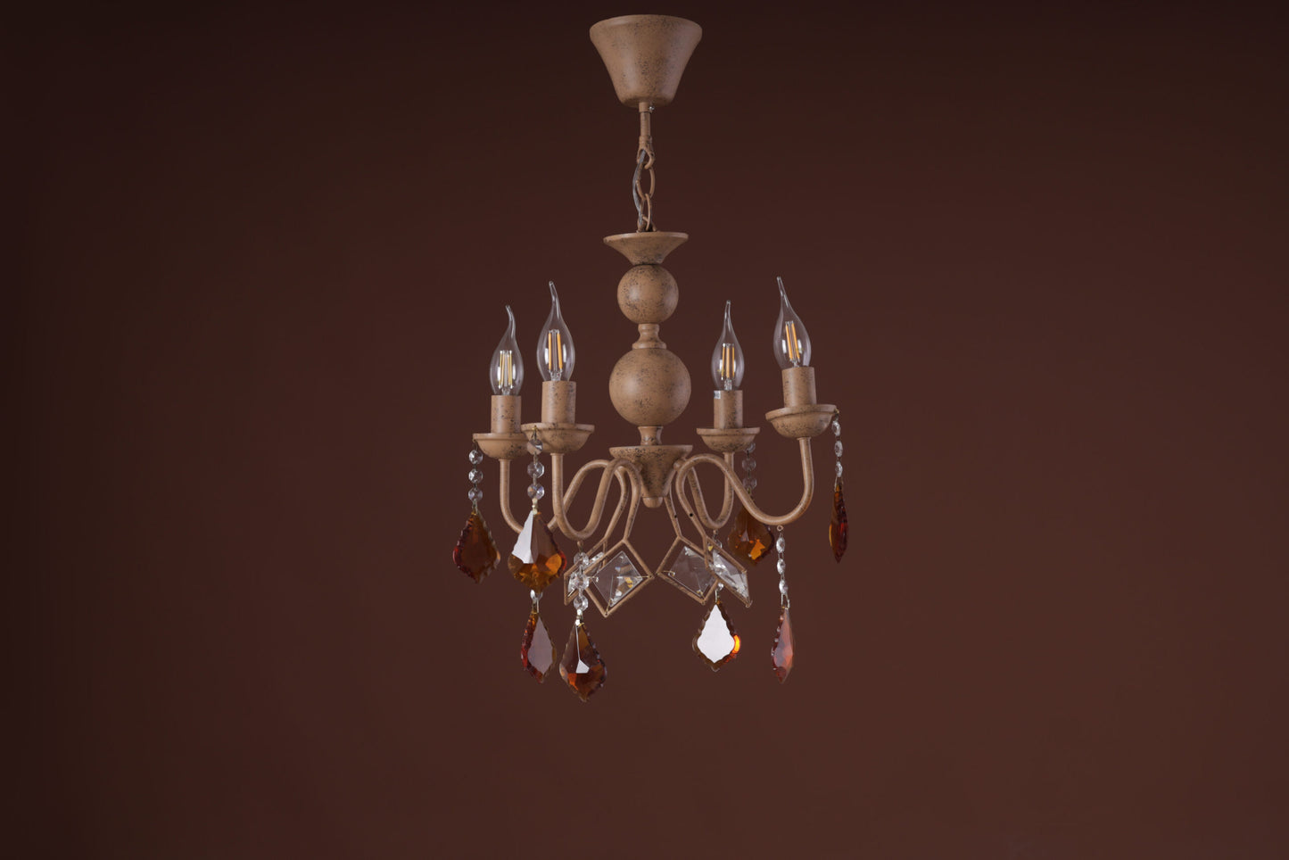 Chandelier, 4 Lights, Metal, 40×55cm - Beige