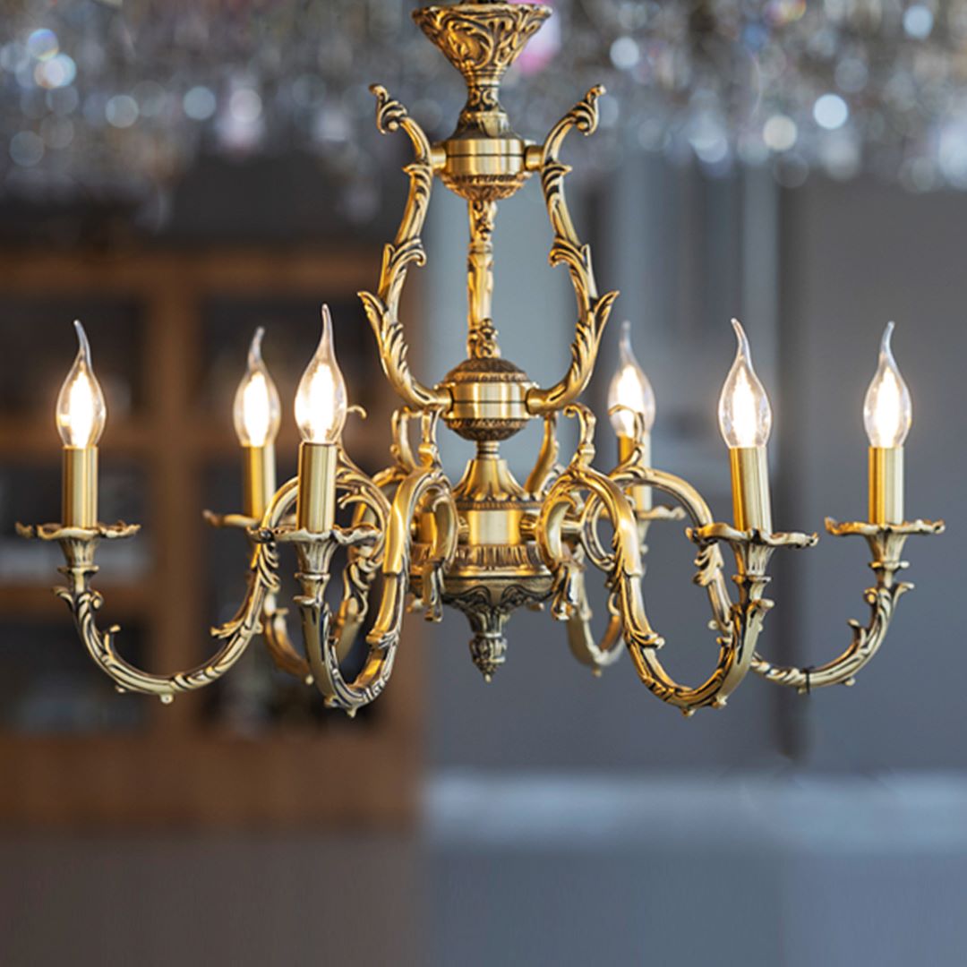 نجفة إس، 6 لمبة، نحاس، 80×74 سم برونز من قنديل مصر - S Chandelier, 6 lights, Copper, 80×74cm, Bronze|Kandil Egypt