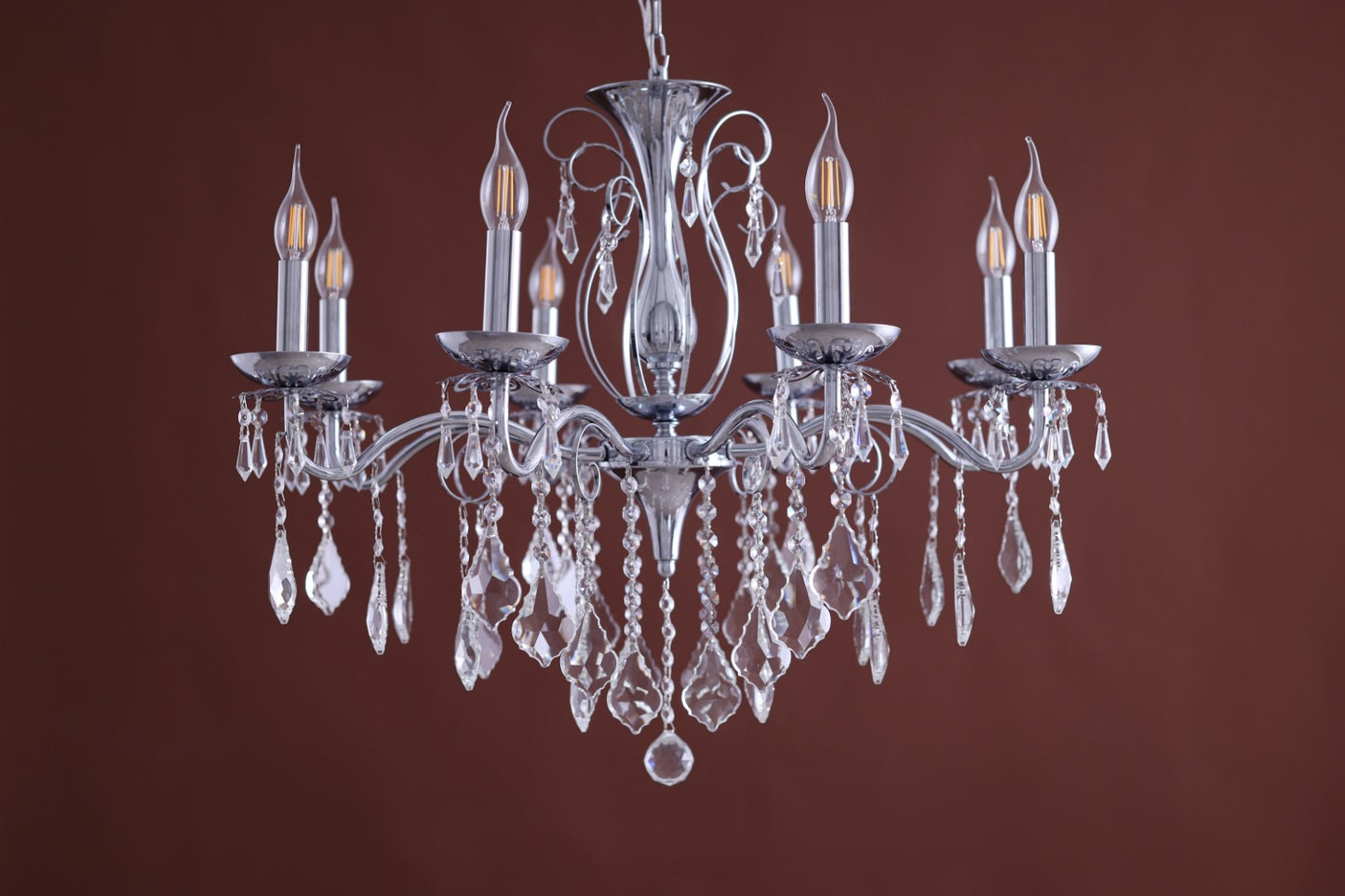 Orchid Chandelier, 8 Lights, Metal, 74×75cm - Silver