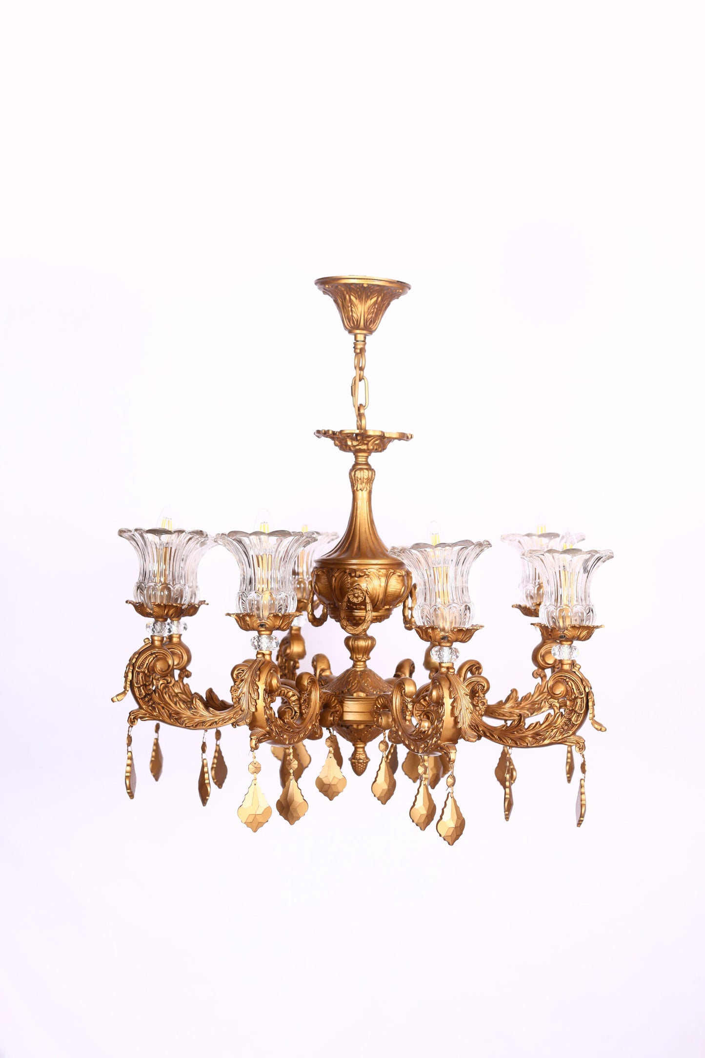 Palermo chandelier 8 arms with glass aluminum code 51035810 Brandy