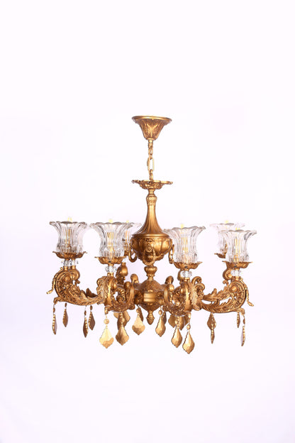 Palermo chandelier 8 arms with glass aluminum code 51035810 Brandy