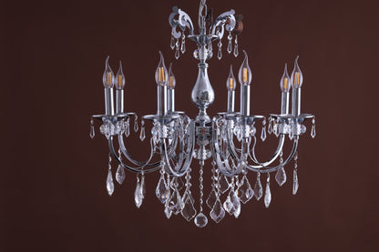 Crystal Chandelier, 8 Lights, Metal, 60×80cm - Silver