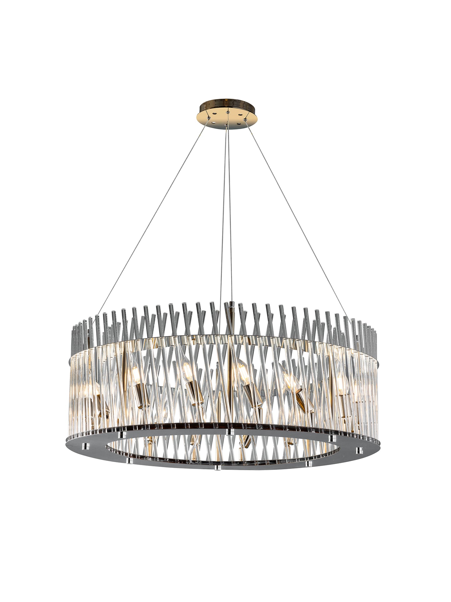 Chandelier 80 cm round wide filters code 5506 with glass solitaire gold