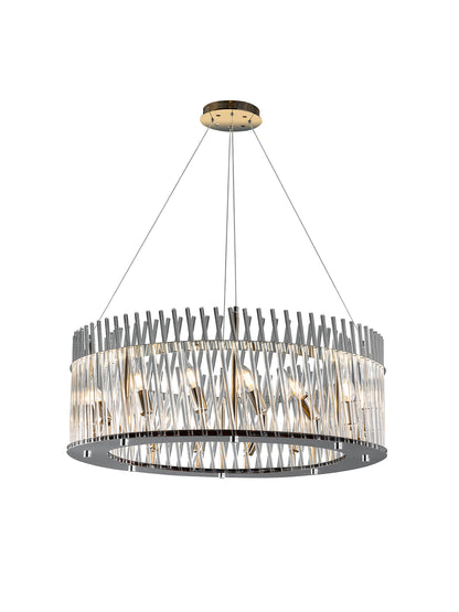 Chandelier 80 cm round wide filters code 5506 with glass solitaire gold