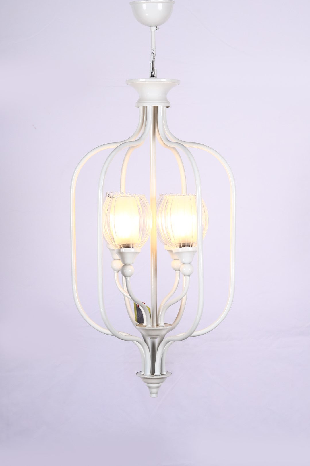 Pipes Chandelier, 4 Lights, Metal, 88×37cm - White