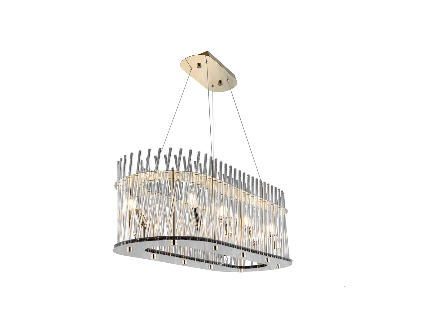 Chandelier 90 * 35 cm oval wide filters code 5506 with glass solitaire gold