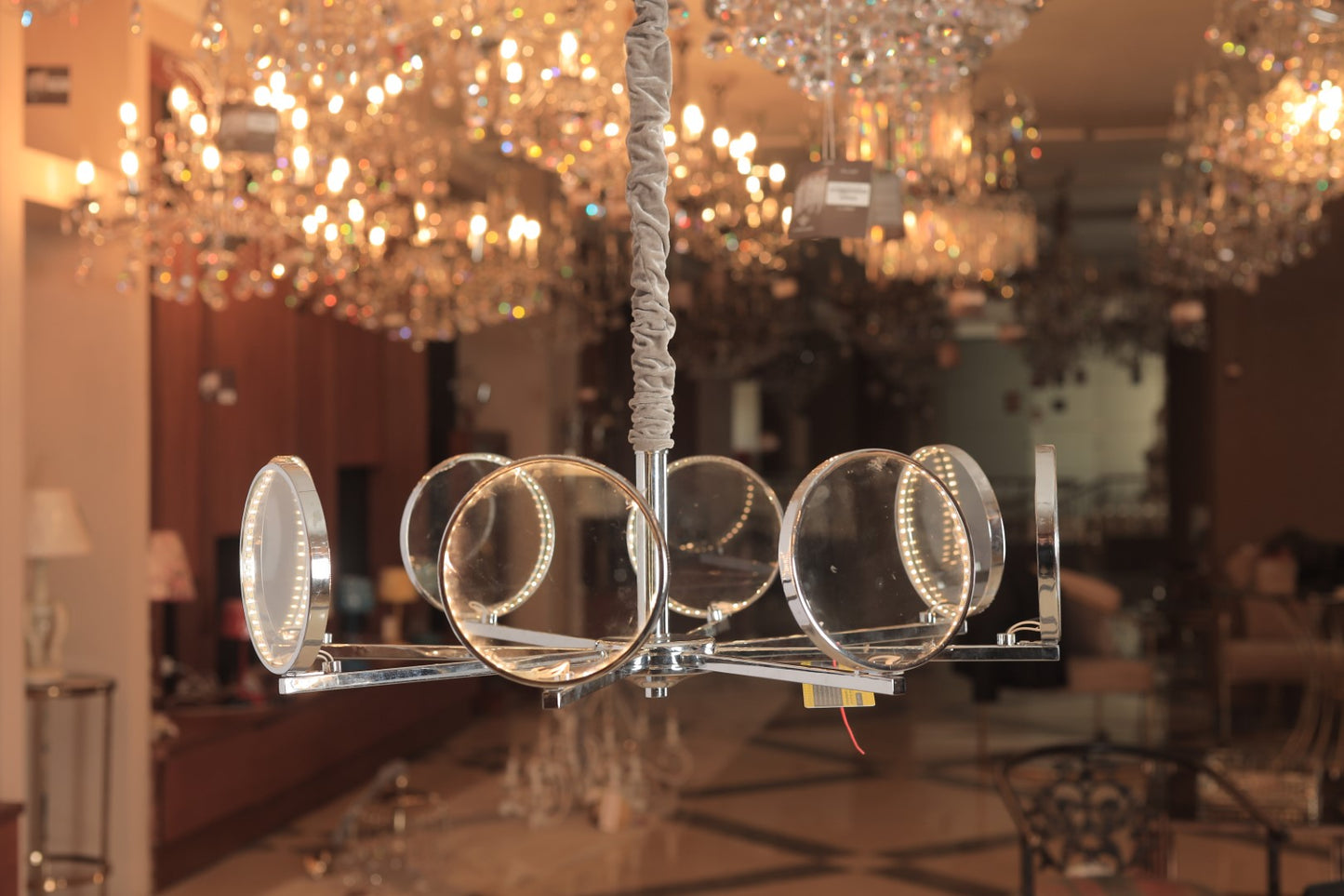 Chrome glass chandelier