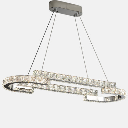 Pedro LED Oval Chandelier, Metal, 90×26cm - Chrome