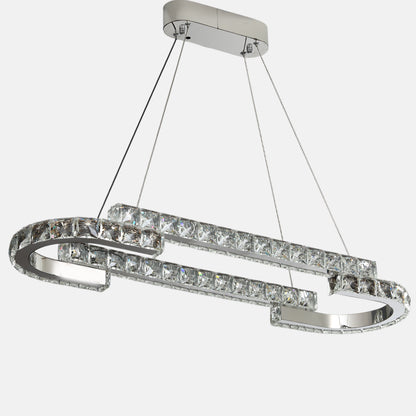 Pedro LED Oval Chandelier, Metal, 90×26cm - Chrome