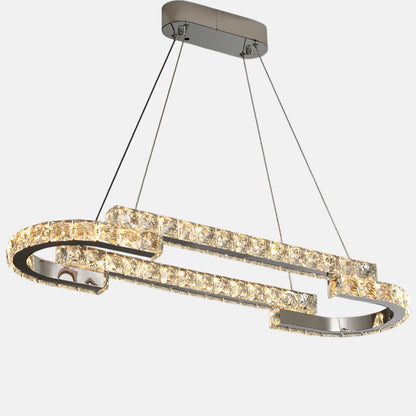 Pedro LED Oval Chandelier, Metal, 90×26cm - Chrome