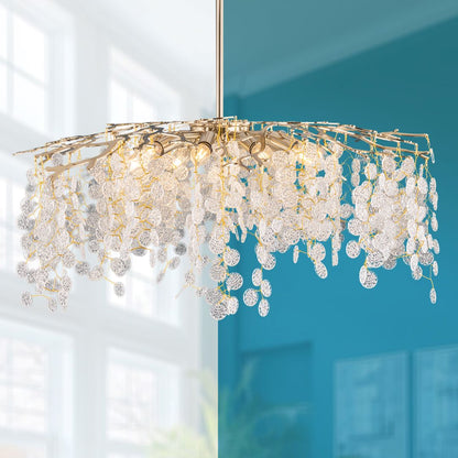 Laser Branches Round Chandelier, 5 Lights, Metal, 60×80cm - Solitaire Gold