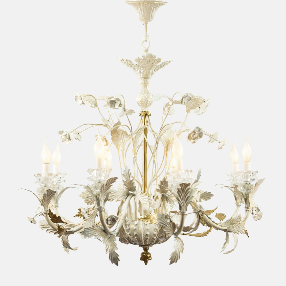 Leaf 8 bulbs whitey chandelier