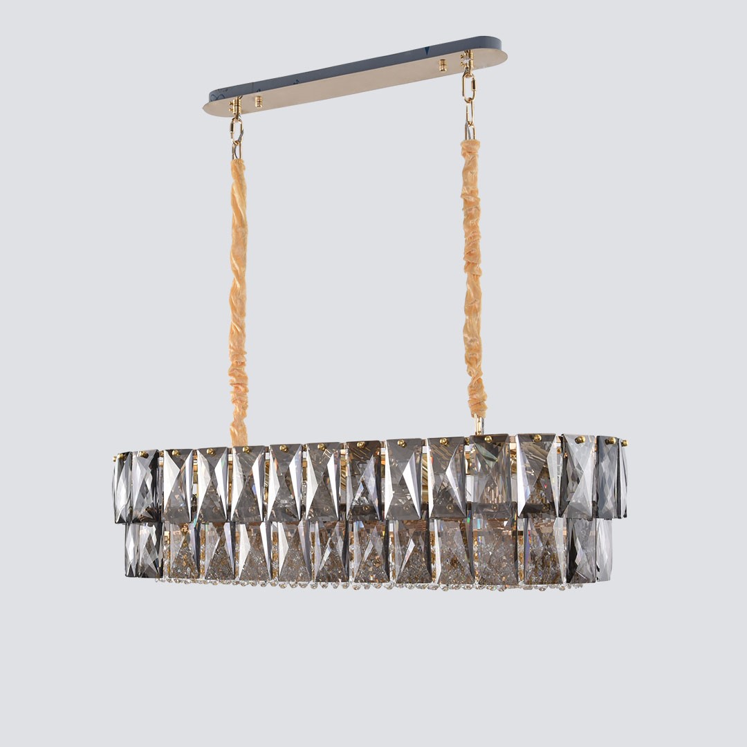 Oval palm chandelier solitaire gold