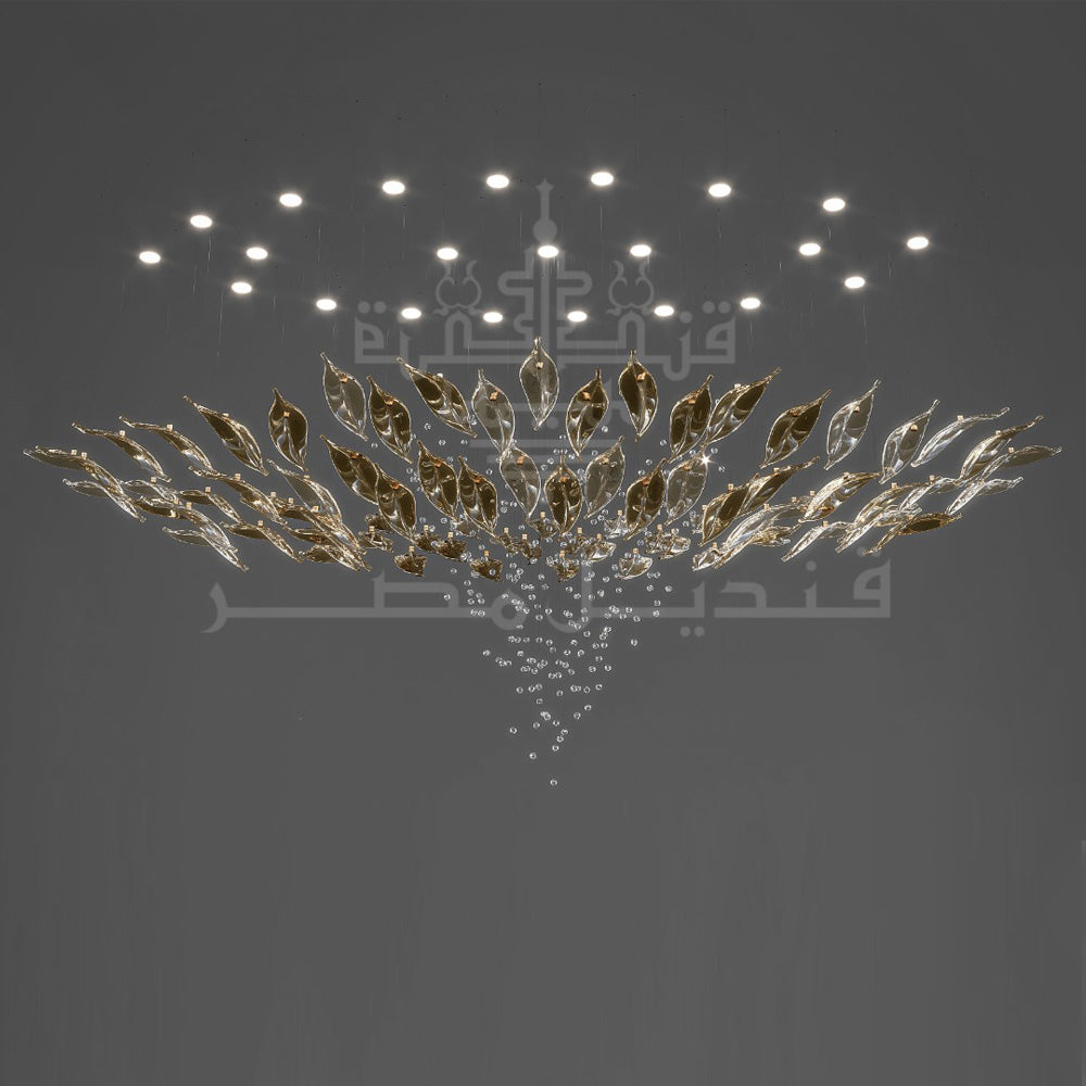 Wire Chandelier, 12 Lights, Glass, 120x220cm – Multicolor