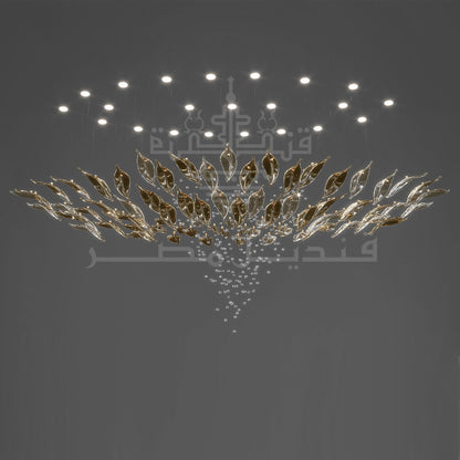 Wire Chandelier, 12 Lights, Glass, 120x220cm – Multicolor