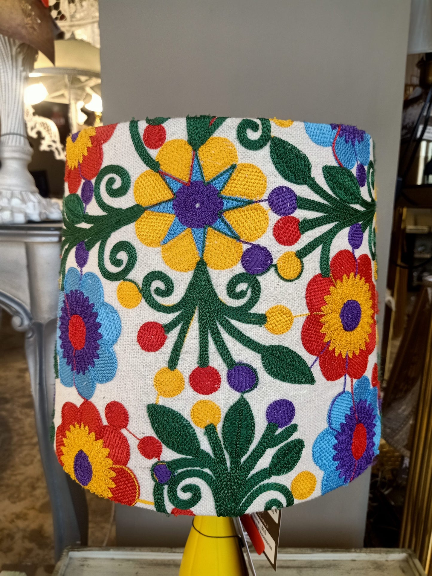 lampshade 30 cm embroidery conical flowers