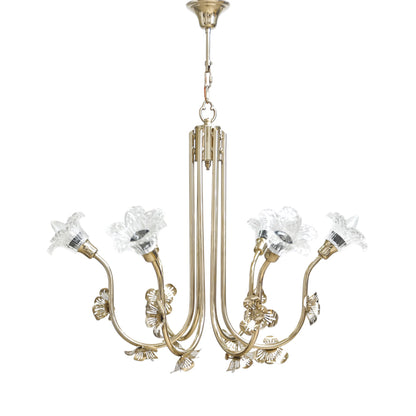 Striped 6-Light Rose Solitaire Gold Chandelier
