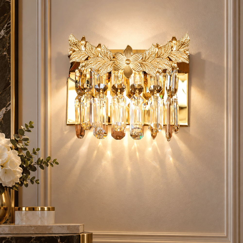 Crystal Falls Wall Lamp, LED, Stainless Steel, 22×15cm - Gold