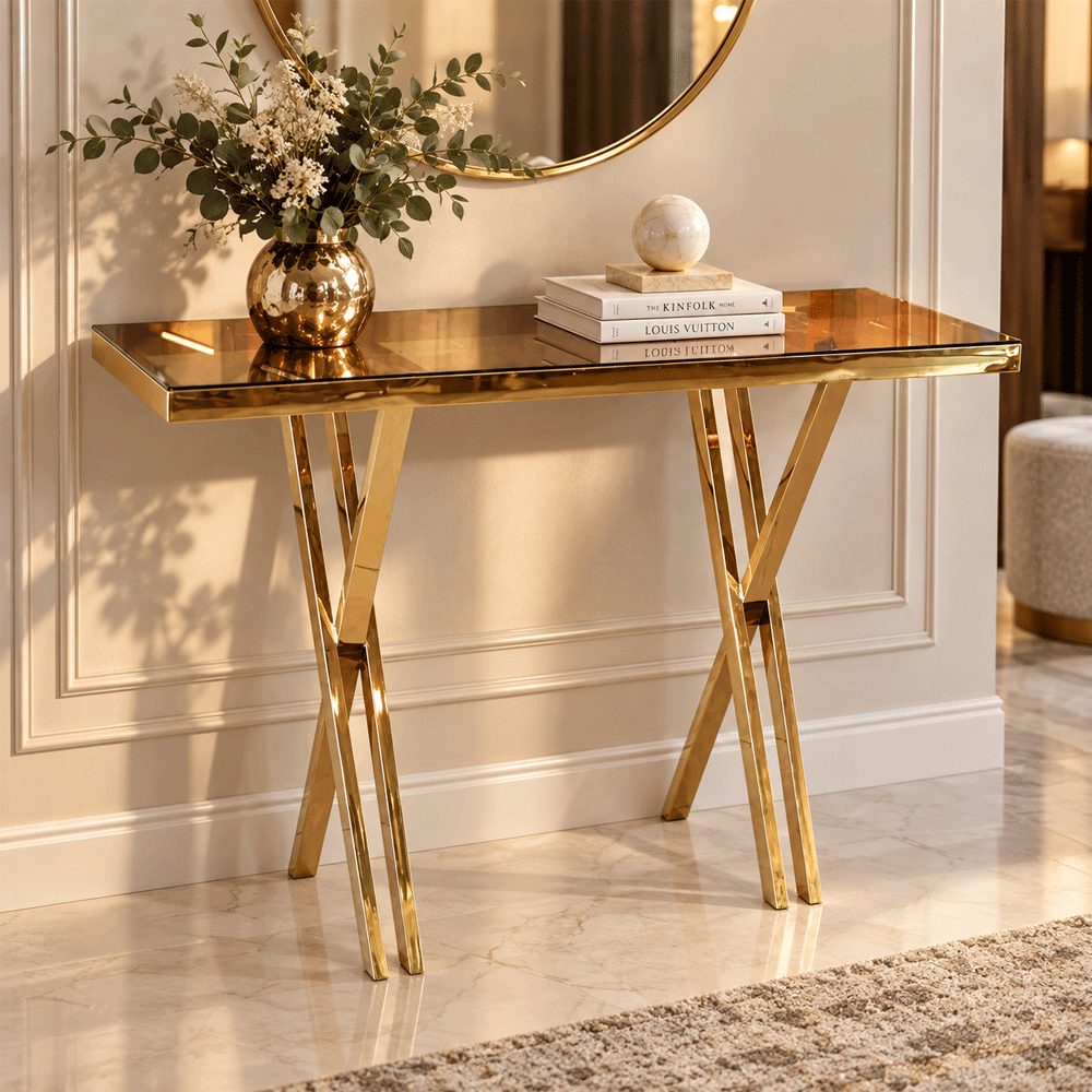 Capri Console, Stainless Steel, 120*40×90cm - Gold PVD