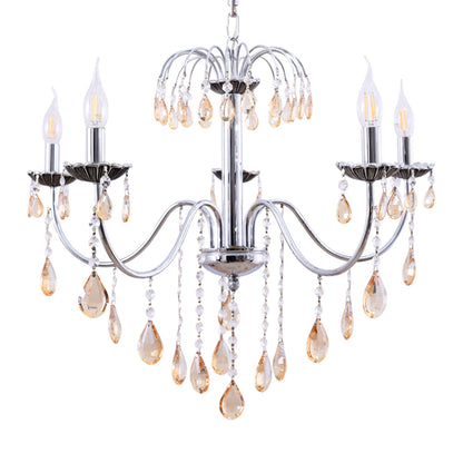 نجفه كوشه، 5 لمبة، معدن، 67×70 سم فضي من قنديل مصر - Kosha Chandelier, 5 Lights, Metal, 67×70cm Silver|Kandil Egypt